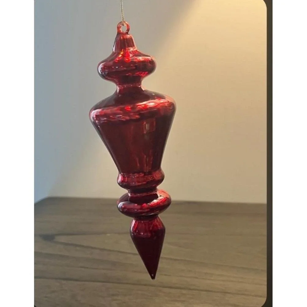 Vintage Hand Blown Mercury Glass Finial Christmas Ornament 7.5